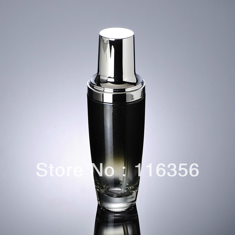 100ml black glass lotion bottle with silver pump for Cosmetic Packaging
