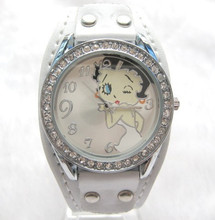 Drop shipping Brand new betty boop crystal wrist watch gift for children