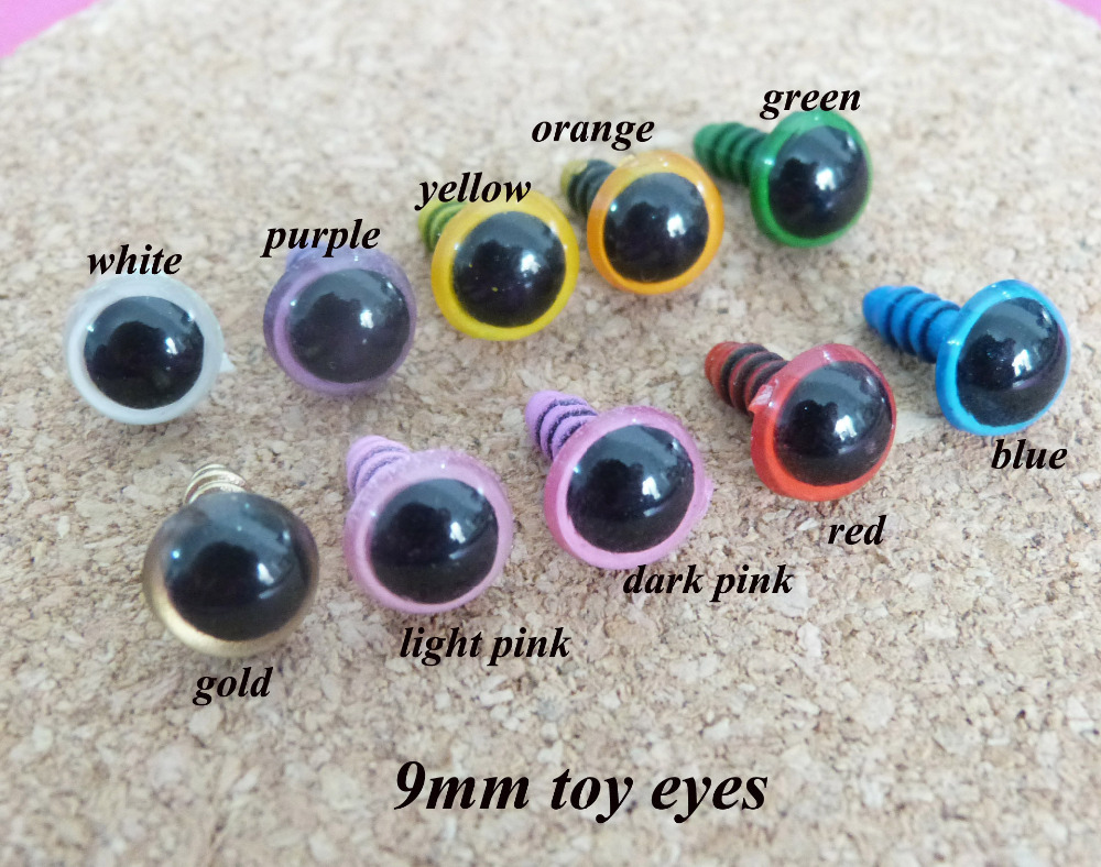 9mm coloful toy eyes plastic safety eyes with white washer for DIY doll