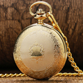 Antique Style Luxury Vintage Gold Mechanical Hand Winding Pocket Watch Pendant With Fob Chain for Mens