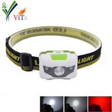 Super Bright Mini Headlight Flashlight 4-Mode Head Lamp 350Lumen R3 + 2LED Camping Linterna Frontal Lantern By AAA Battery