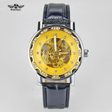 Relogio Masculino Winner Royal Diamond Design Black Gold Watch Montre Homme Women Watches Brand Luxury Skeleton