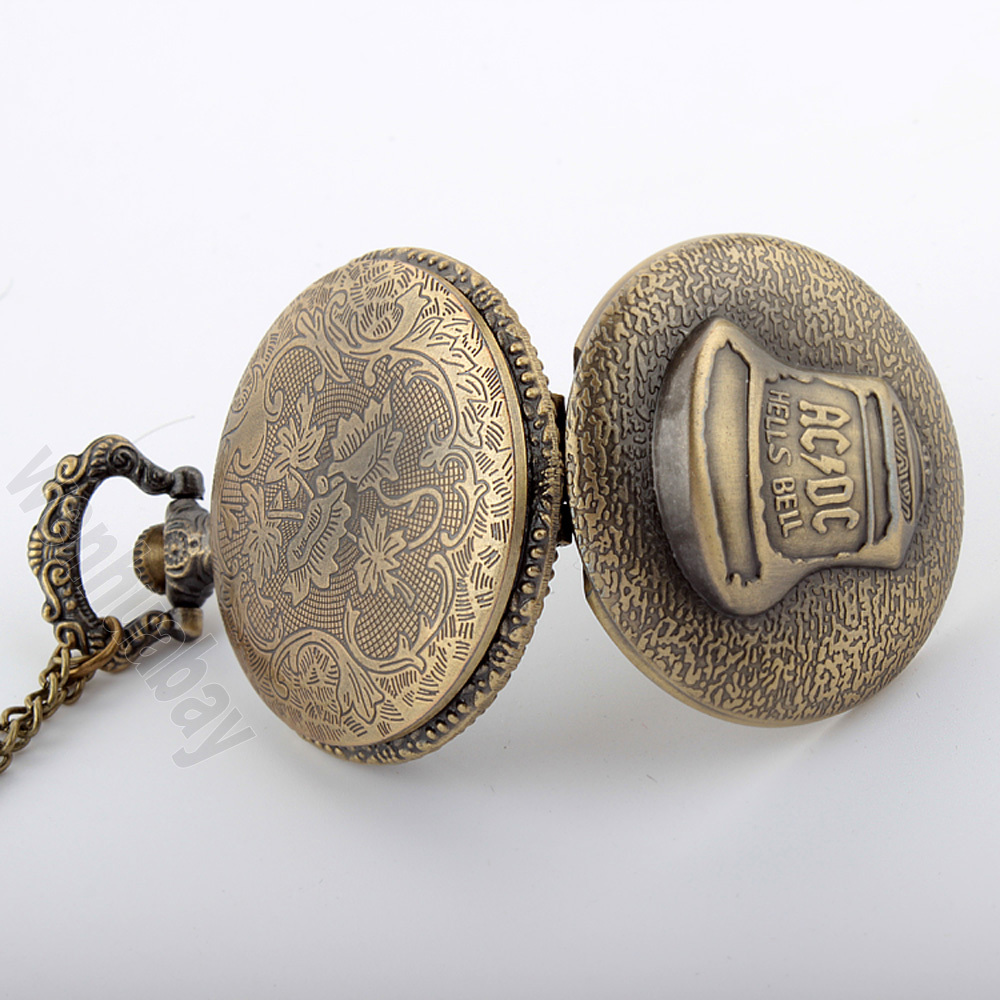 Antique Steampunk Bronze Hells Bell Pattern Pocket Watch With Pendant Chain Watch Men Gift P290