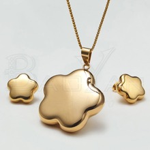 Gold Plated Flower Stainless Steel Discount Jewelry Sets
