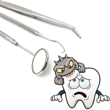 3Pcs Lot Stainless Dental Tool Set Kit Dentist Teeth Clean Hygiene Picks Mirror Free Shipping HE01136