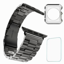 De Metal de acero inoxidable muñeca correa de la venda para Apple reloj 42 mm + Free Screen Film + envío TPU caso Ultra delgado