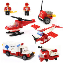 497pcs/sets City Firefighting Truck Helicopter Firefighter Minifigure Building Blocks Bricks Educational Toys