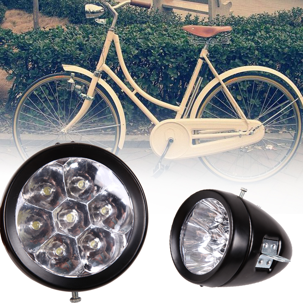 Retro Rechargeable Bicycle Front Light Battery 7 LED Scratch Resistance
