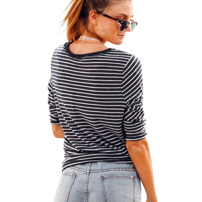 Striped Women Blouses Plus Size Fashion O-neck Long Sleeve Loose Casual T Shirt Women Tops Blusas ZFDS024591 (1)