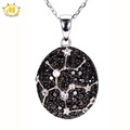 Hutang Sagittarius Sign Black Spinel White Topaz Pendant Solid 925 Sterling Silver Necklace Constellation Birthday Gift