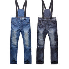 Free shipping full protection denim men waterproof Windbreak Wear ski pants jeans snowboard ski winter promotion