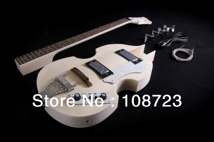 DIY Semi Hollow Body Violin Electric Bass Guitar Kitin Guitar from