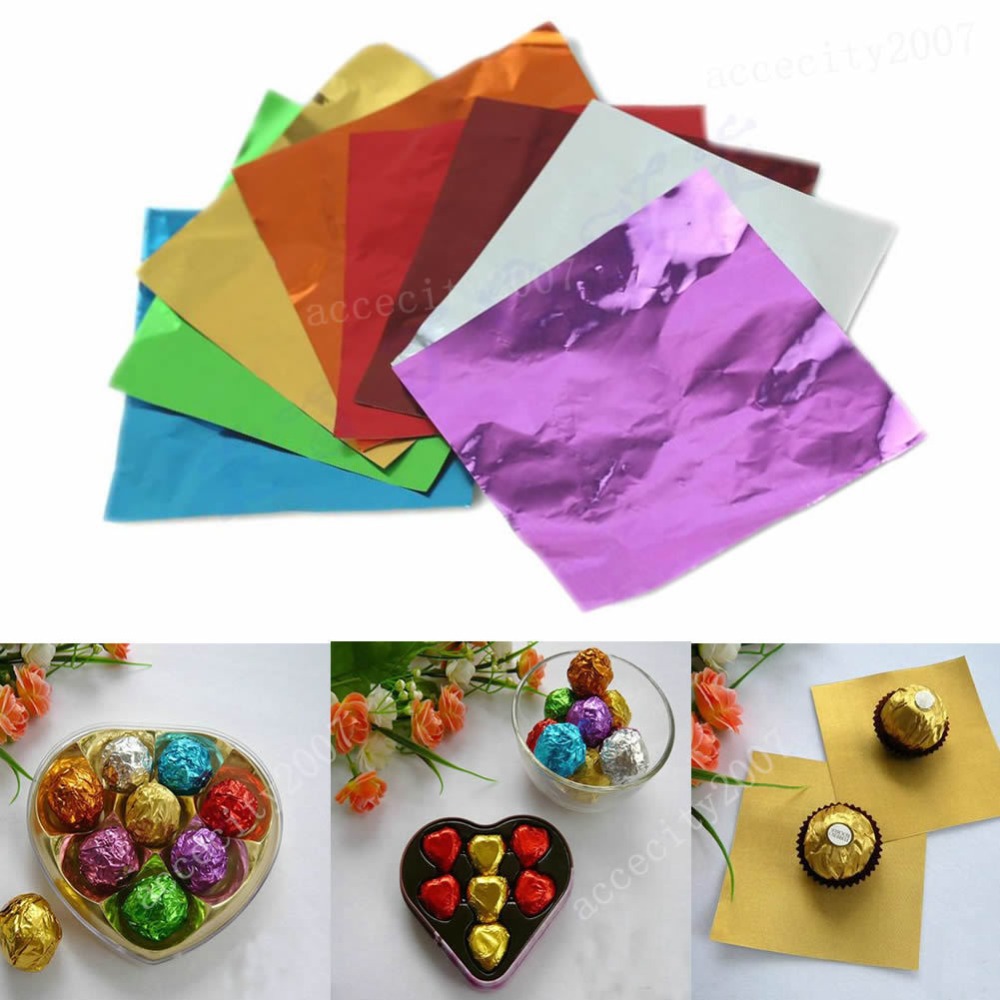 Free Shipping Hot 100pcs Square Candy Paper Sweets Chocolate lolly Foil Wrappers Confectionary