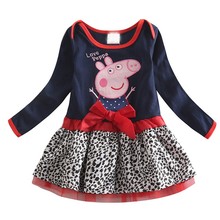 New summer autumn baby girl clothes minions girls dress leopard long-sleeved dresses christmas elsa party dress girl clothing(China (Mainland))