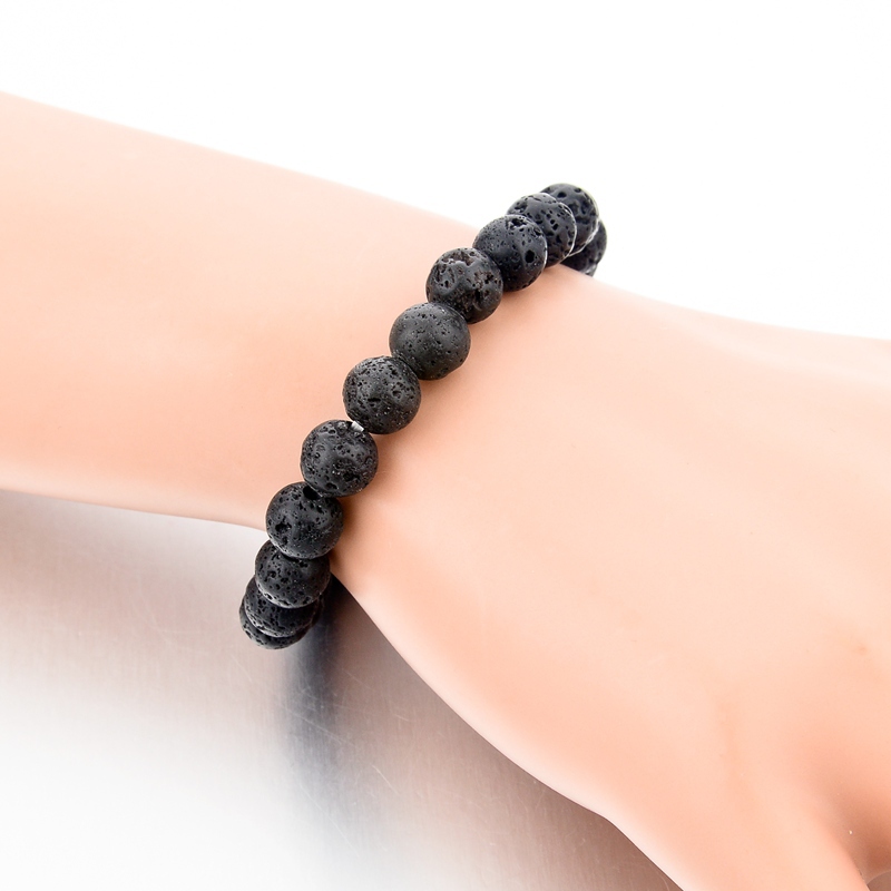 Lava Stone Bracelets Bangles For Women and Men Elastic Rope Natural Stone Strand Bracelets For Unisex