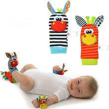 4Pcs 2Pcs Socks 2Pcs Wrists Hot New Infant Baby Kids Sock And Wrist Rattles Cute Intellectual
