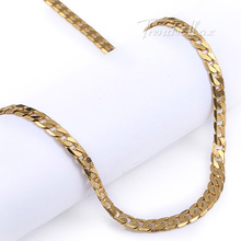 5mm Mens Chain White Rose Yellow Gold Filled Necklace Womens Cut Flat Curb Link Wholesale Customized