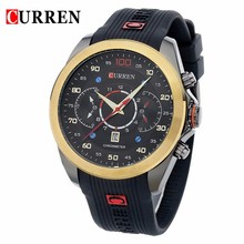 Lujo CURREN reloj deportivo de marca profesional hombres del diseño del reloj pulsera de silicona de cuarzo envío gratis Relogi a prueba de agua