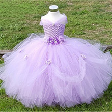 1-8Y Princess Tutu Tulle Flower Girl Dress Kids Party Pageant Wedding Bridesmaid Tutu Dress Pink Lavender Gown Dress Robe Enfant