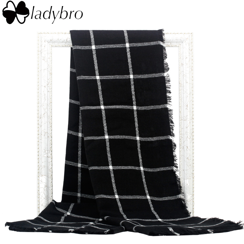 Ladybro Europe Classic Black White Grid Za Scarf Women Imitation Cashmere Scarf font b Tartan b