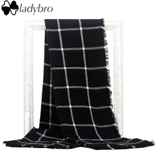 Ladybro Europe Classic Black White Grid Za Scarf Women Imitation Cashmere Scarf Tartan Plaid Scarf Blanket Oversized Wrap Shawl