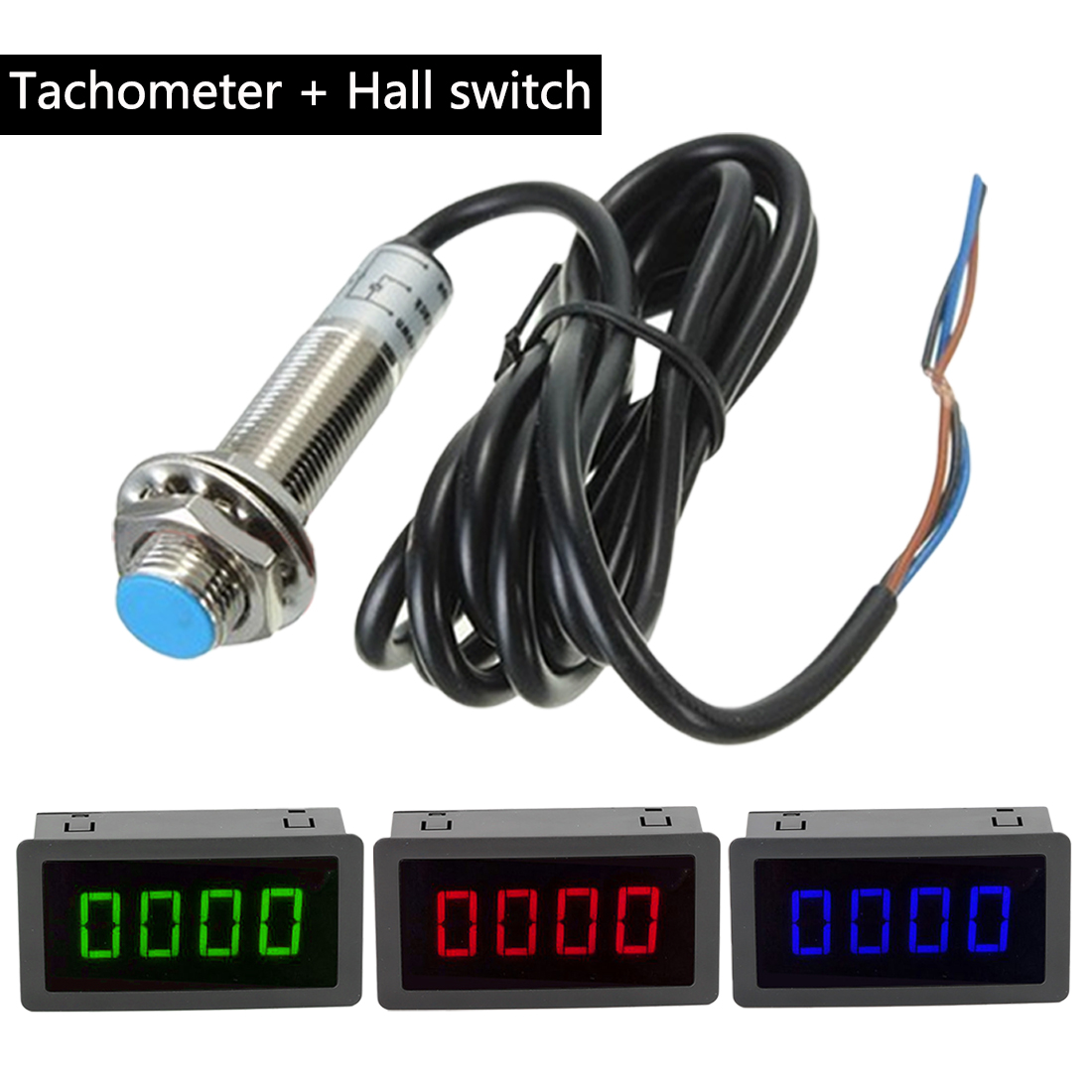Proximity Sensor SwitDigital Tachometer Red/Blue/Green RPM Speed Meter with Proximity Switch