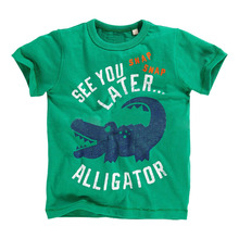 Summer Child Boy Short Sleeve T-shirt European Style Green Animal Shark Cotton Baby Boy T shirt Infant Boy Suit Kid Boy T-shirt