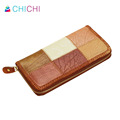 CHICHI 2016 Genuine Leather Women Long Wallets Zipper Coin Pocket Handwork National Designer Patchwork Plaid Purses