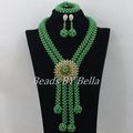 Green Crystal Beads Bridal Jewelry Sets African Costume Necklace Nigerian Wedding African Beads Jewelry Set Free