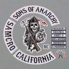 2015 New Sons Of Anarchy Patch BLUE TWILL STYLE Biker MC Patches For Clothes Back Full Size Custom Embroidered Sewing On Patches