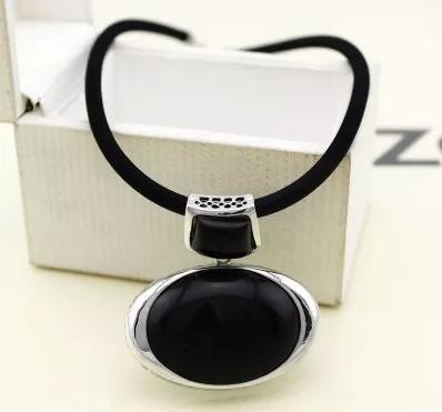 iMixBox-Women-s-Vintage-Pendant-Necklace-Big-Black-Stone-Pendant-with-Leather-min-order-10-