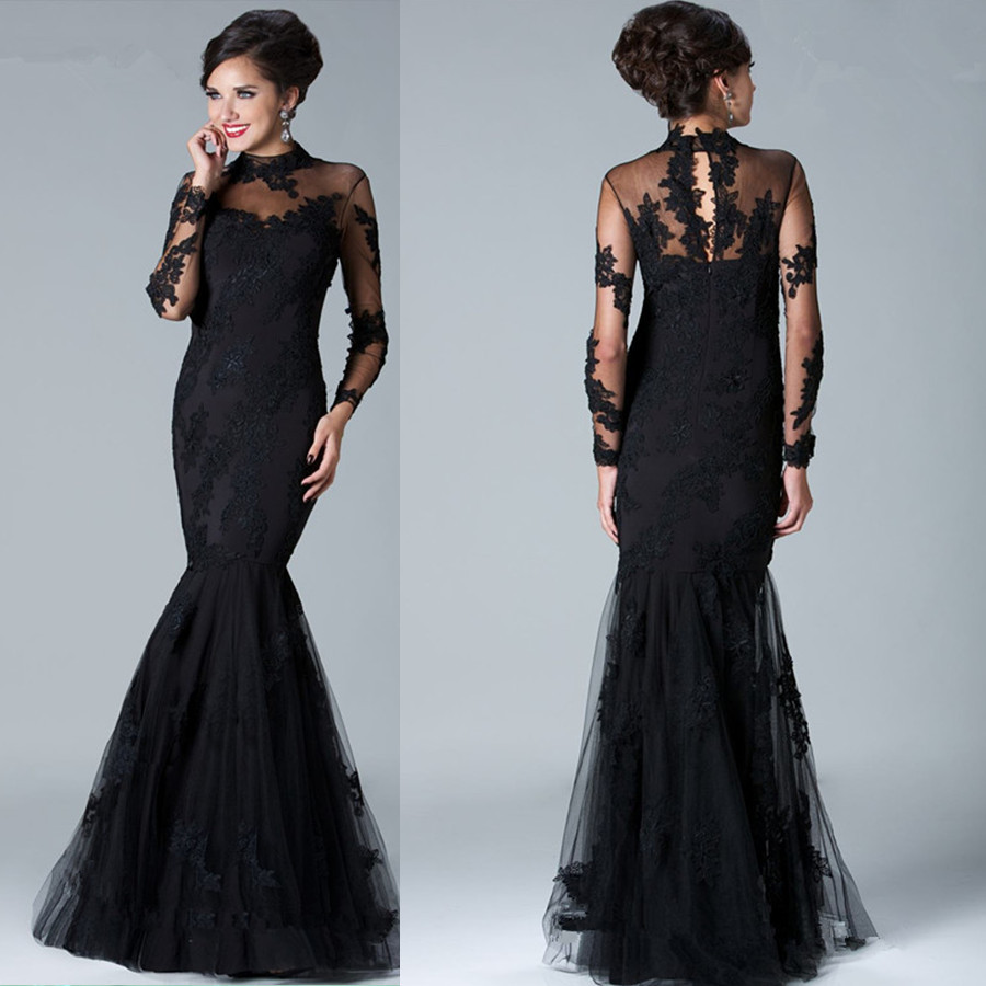 Black lace full length evening dress Black lace full length evening dress