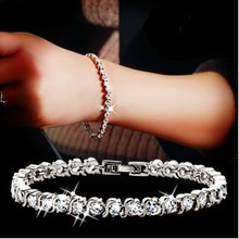 New 2016 crystal zircon bracelet feminine trend lovers 925 sterling silver girls`bracelets jewellery wholesale birthday reward