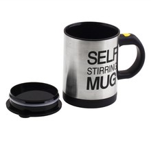 Stainless Lazy Self Automatic Stirring Mug Auto Mixing Tea Coffee Cup Office Gifts Black