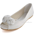 New Arrival Peep Toe Women s Satin Shoes Wedding shoes Comfortable Flat Shoes Flower Deco Party