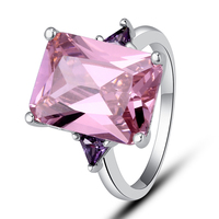 New Free Shiping Fashion Jewelry Endearing 925 Silver Ring Inlay Pink Topaz Gift For Women Size 7 8 9 10 Wholesale