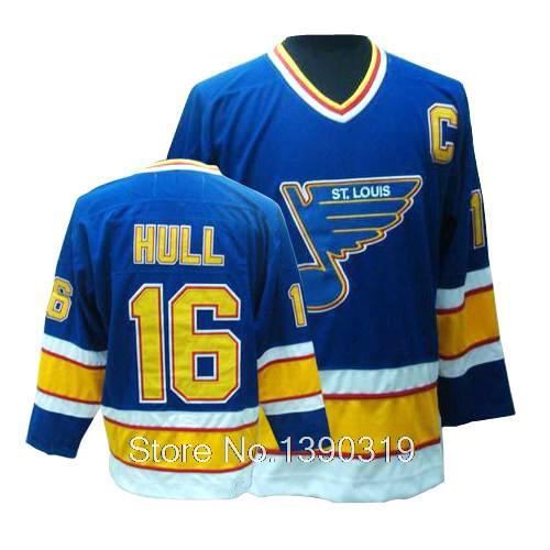 Cheap St. Louis Blues #16 Brett Hull Blue Throwback Jersey Original Stitched Hockey Jerseys-in ...