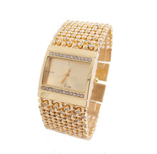 Hot Sale Big Brand men women fashion Crystal Gold Quartz watch Wrist watches Ladies hour clock relojes relogio feminino 1792