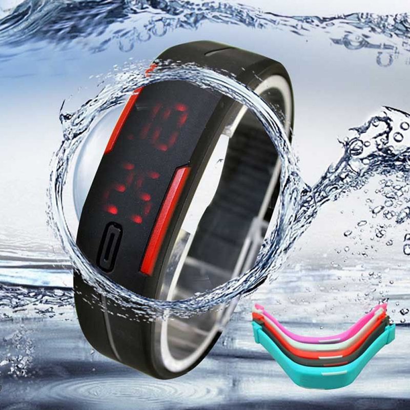 2015 New Arrival Striking Sports Relojes Rubber Red LED Waterproof Relogio Sport Bracelet Digital Wristwatch