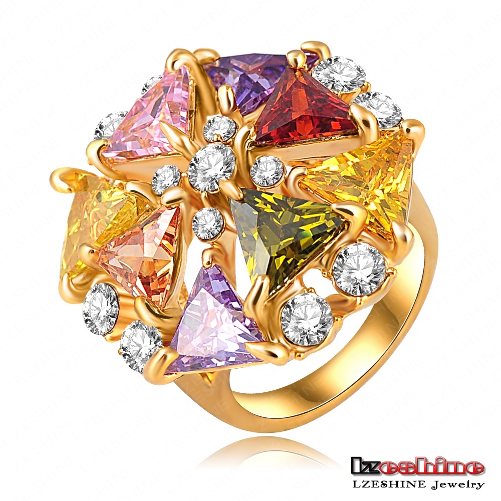 Autumn Unique Rings For Women High Quality 18K Gold Plated Austria Crystal Flower Ring Made With