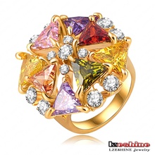 Autumn Unique Rings For Women High Quality 18K Gold Plated Austria Crystal Flower Ring Made With Genuine SWA Elements Ri-HQ0300
