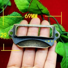 2014 New Wholesale Metal Iron Antique Box Case Cabinet Label frame Paper Card holder Hardware 69*29mm 50pcs/lot  Freeshipping