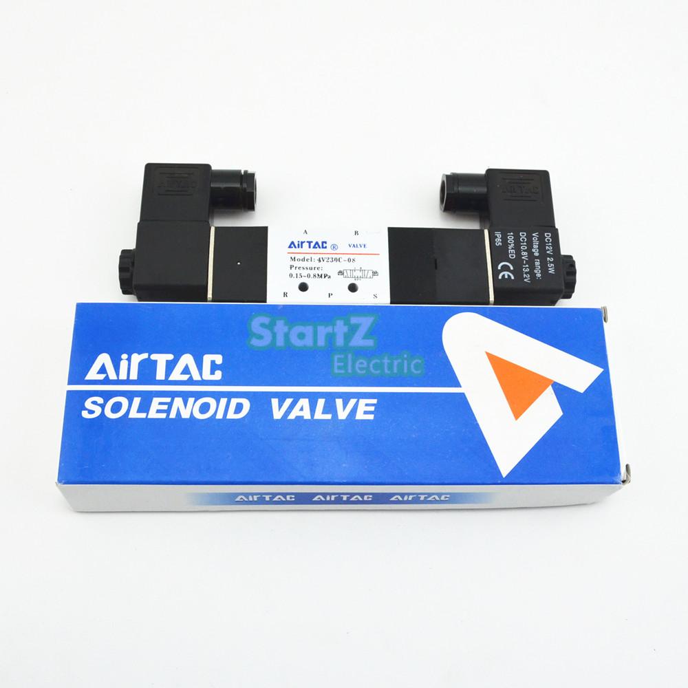 Airtac 4v230 08c 5 Way 3 Position 1 4 Pneumatic Solenoid Valve Dc12v