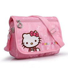 2016 New Arrival Leisure shoulder bag Jacquard fabric Cartoon Printed School bags Women Girls Hello kitty Messenger bag