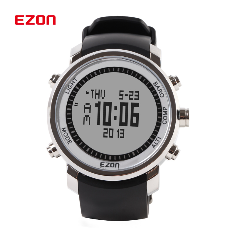 Fashion EZON Digital Watch Men Outdoor Sports Hiking Mountaineering Climbing Watches 50M Waterproof Altimeter Compass Barometer
