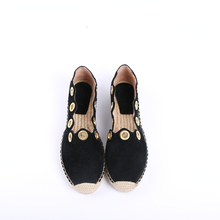 New brands elegant round metallic rings hollow bordered Nubuck genuine leather women fashion casual shoes flats slippers