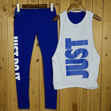 3 pieces set Fashion Women Sexy Sport Summer skinny Pant legging trousers+Tank tops athletic vest workout blue gym clothing S002