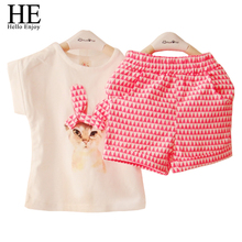Summer new 2014 Girls clothing set baby girl s clothes sets cartoon cat children kids T
