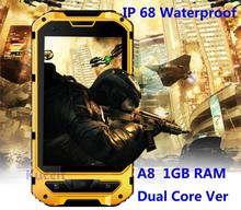 original mobile phone MTK6572 Dual Core Android 4.4 New A8 1GB RAM IP68 rugged Waterproof cell phone shockproof 3G GPS Russian
