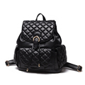 New Preppy Style Fashion Backpack Women Solid Color Rhombic Plaid Drawstring Small Backpack Ladies Designer Travel